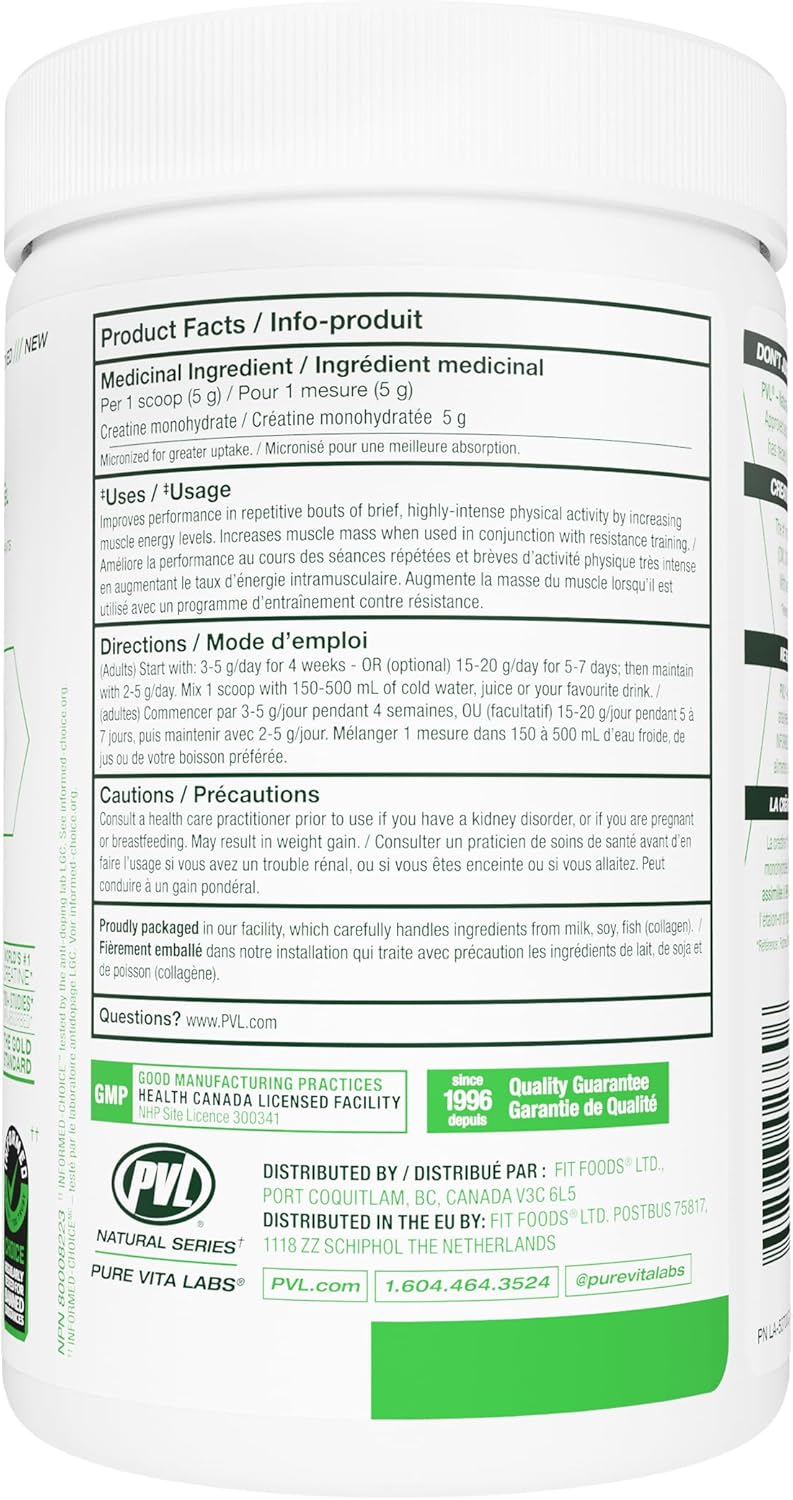 PVL 100% Pure Creatine - Micronized Creatine Monohydrate (300g)